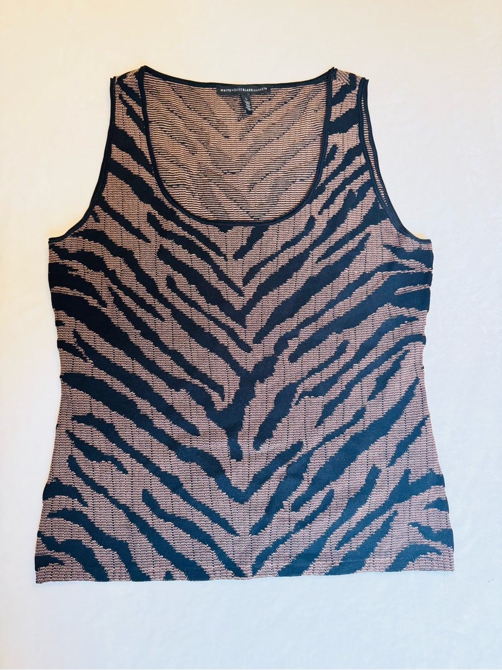White House Black Market Women’s Sleeveless Zebra-Print Knit Tank